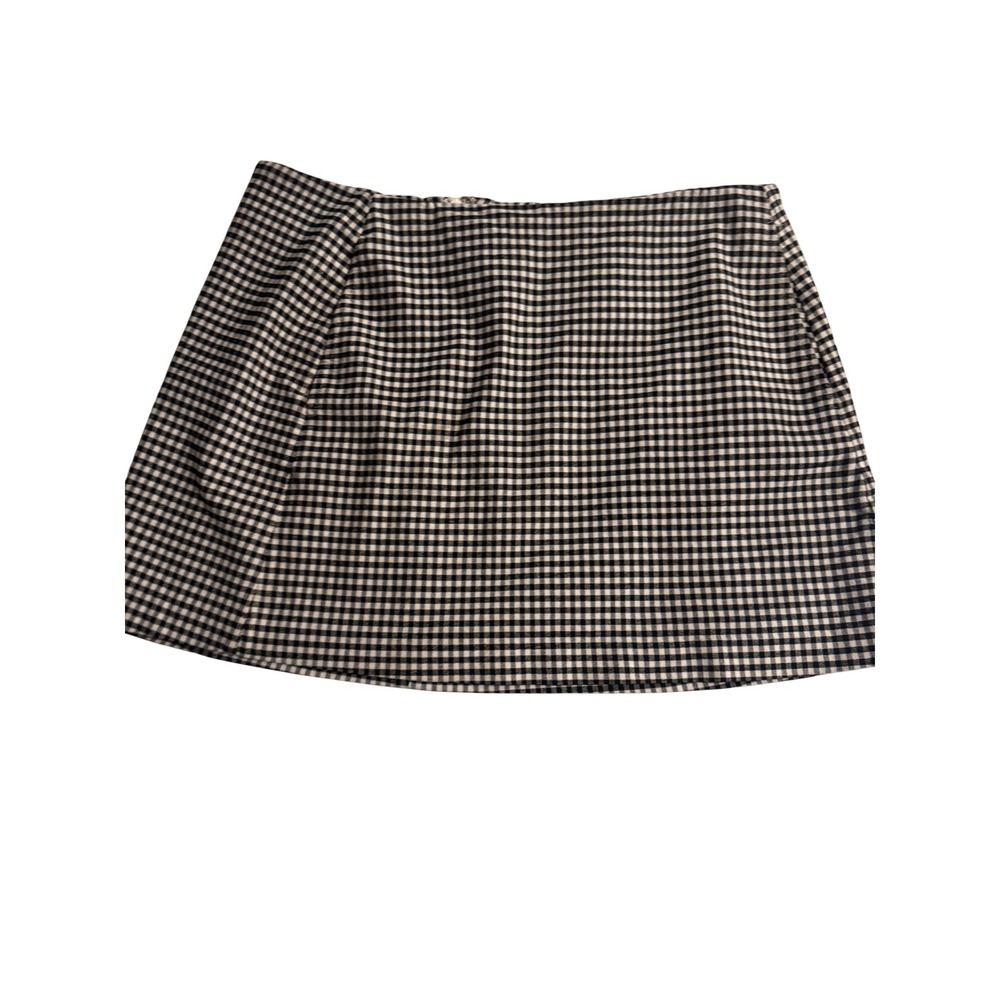 Urban Outfitters Black White Gingham Check Mini Skirt Womens Large High Waisted‎